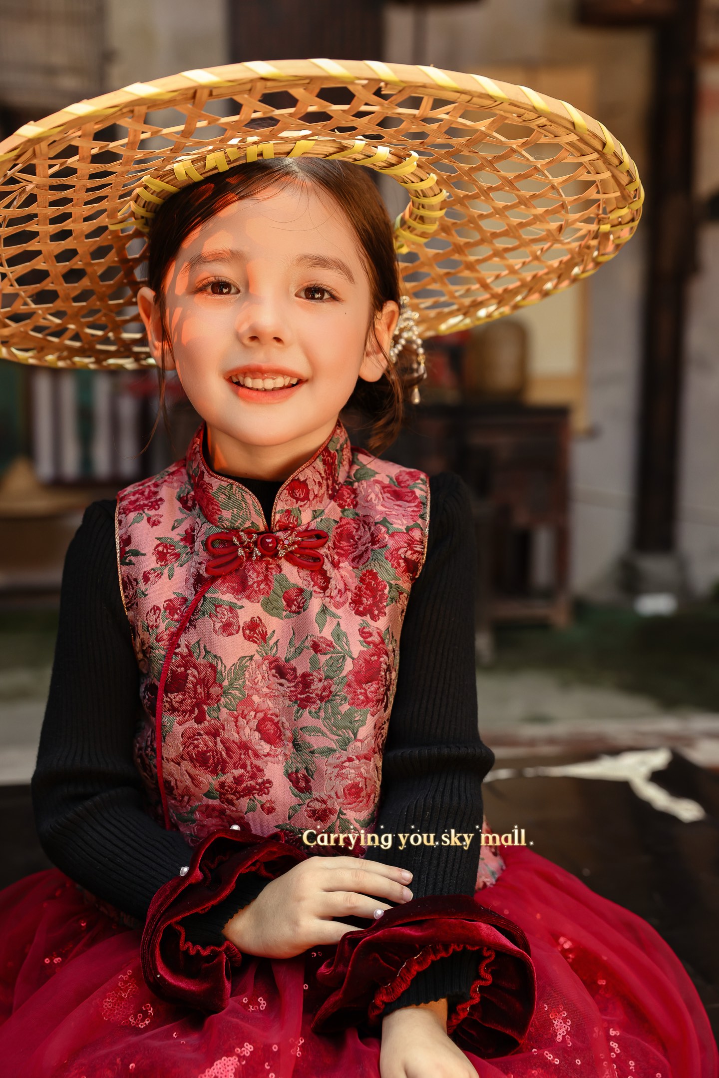 天空之城女童旗袍25秋冬新款儿童新中式国风背心裙马甲裙拜年服