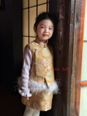 套装 Little full女童新中式 25秋冬小童中国风盘扣马甲半裙拜年服