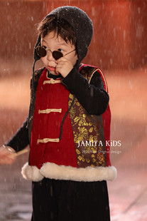 Jamiya年款男童马甲25秋冬儿童洋气小坎肩新中式国风拜年服