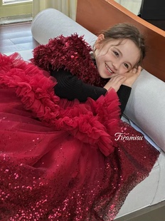 缇娜米苏女童礼服25秋冬儿童女孩公主裙生日连衣裙演出服圣诞新年