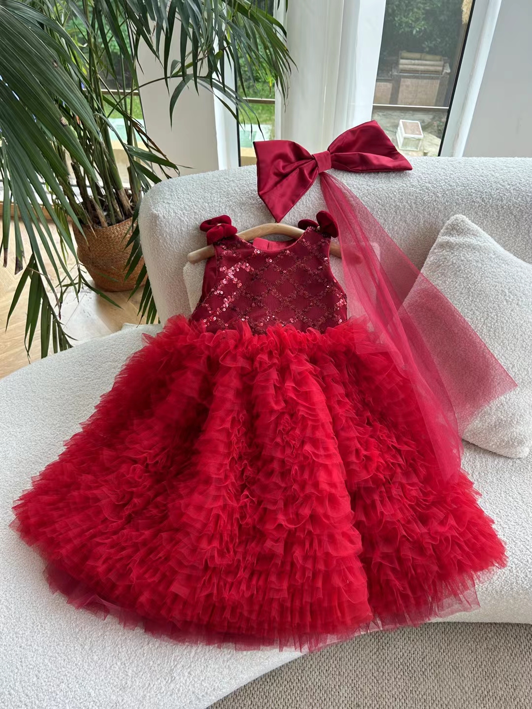 高定礼服2025秋冬新圣诞新年公主裙花童女宝公主连衣裙蛋糕背心裙