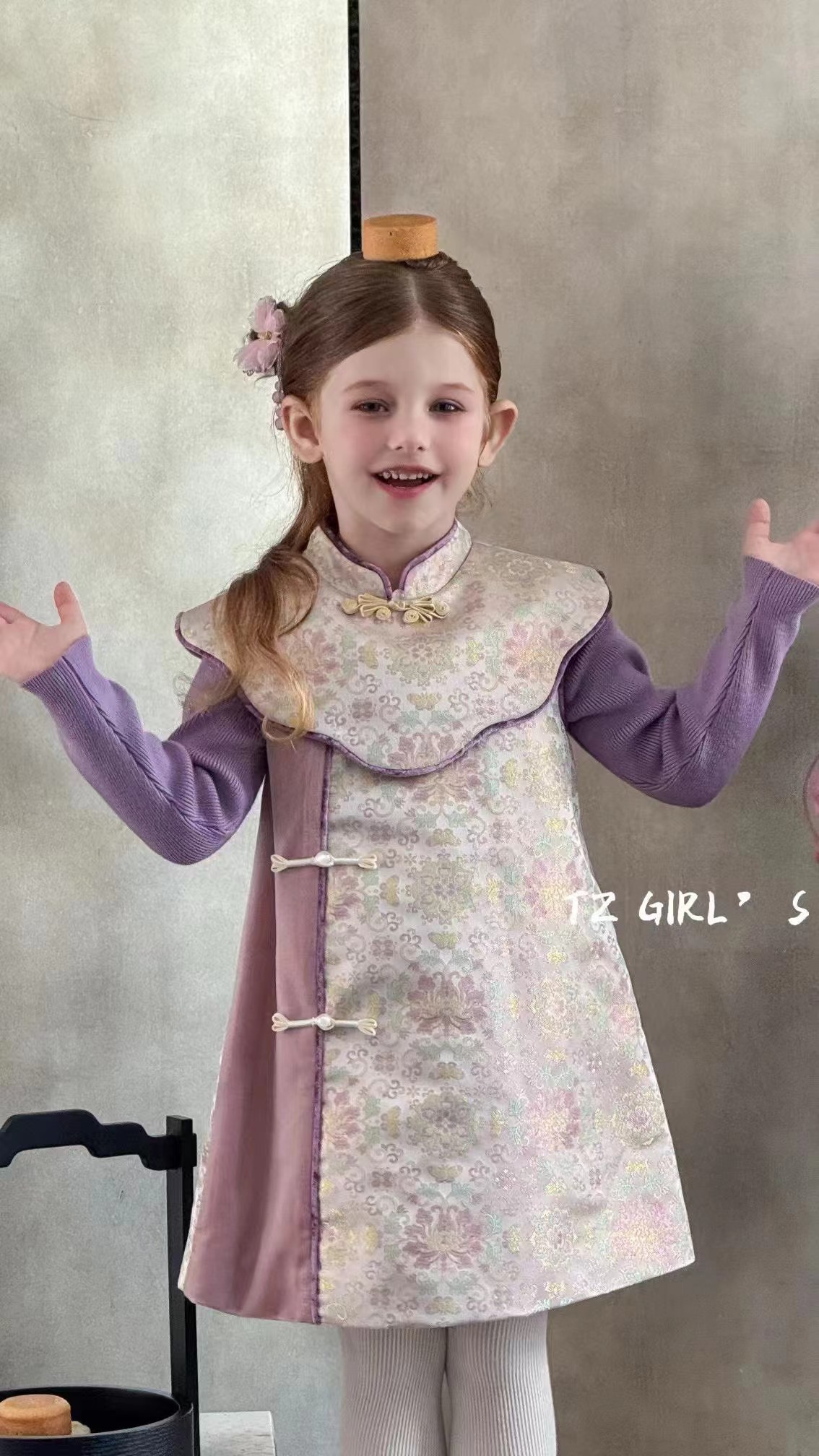 女童新中式连衣裙25秋冬儿童小女孩新中国风旗袍背心裙拜年服