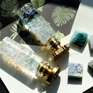 唯美火漆手柄透明可替换信封封口火漆印工具创意流沙手账印章手柄