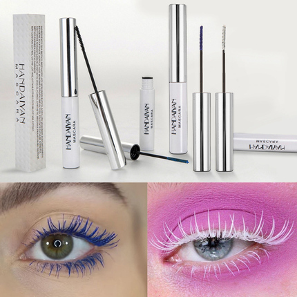White Mascara Pure White Cos Blue Mascara Waterproof Lengthening Pink Matcha Green Purple Blue-Purple