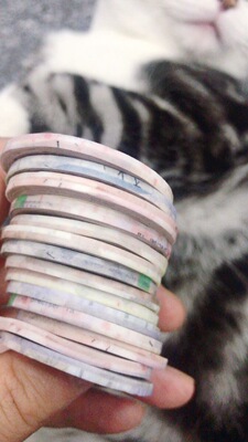 38包u王见货木蝉司 桃桃蓝蓝的出血线 3元5卷 颜色随机不挑