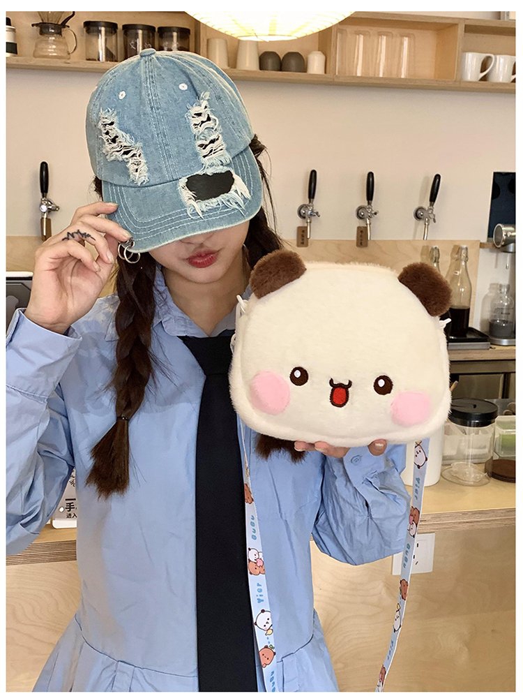 一二布布轻松熊斜挎包毛绒卡通小包手机学生表情单肩包周边女孩jk