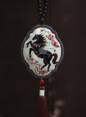 花寄 生肖黑马香囊刺绣diy手工材料包自制平安车挂件香包新年礼物