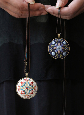 花寄 刺绣diy手工材料包敦煌挂件文艺项链成人绣花中国风新年礼物