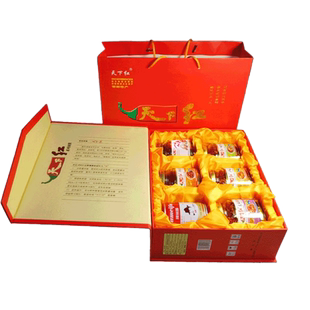 精品年货礼盒装六瓶天下红辣椒酱邯郸鸡泽开味八宝珍牛肉酱送亲朋