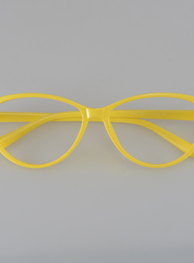 超轻椭圆大框近视眼镜架 时尚女士镜框潮 黄色眼镜架 显白小脸框