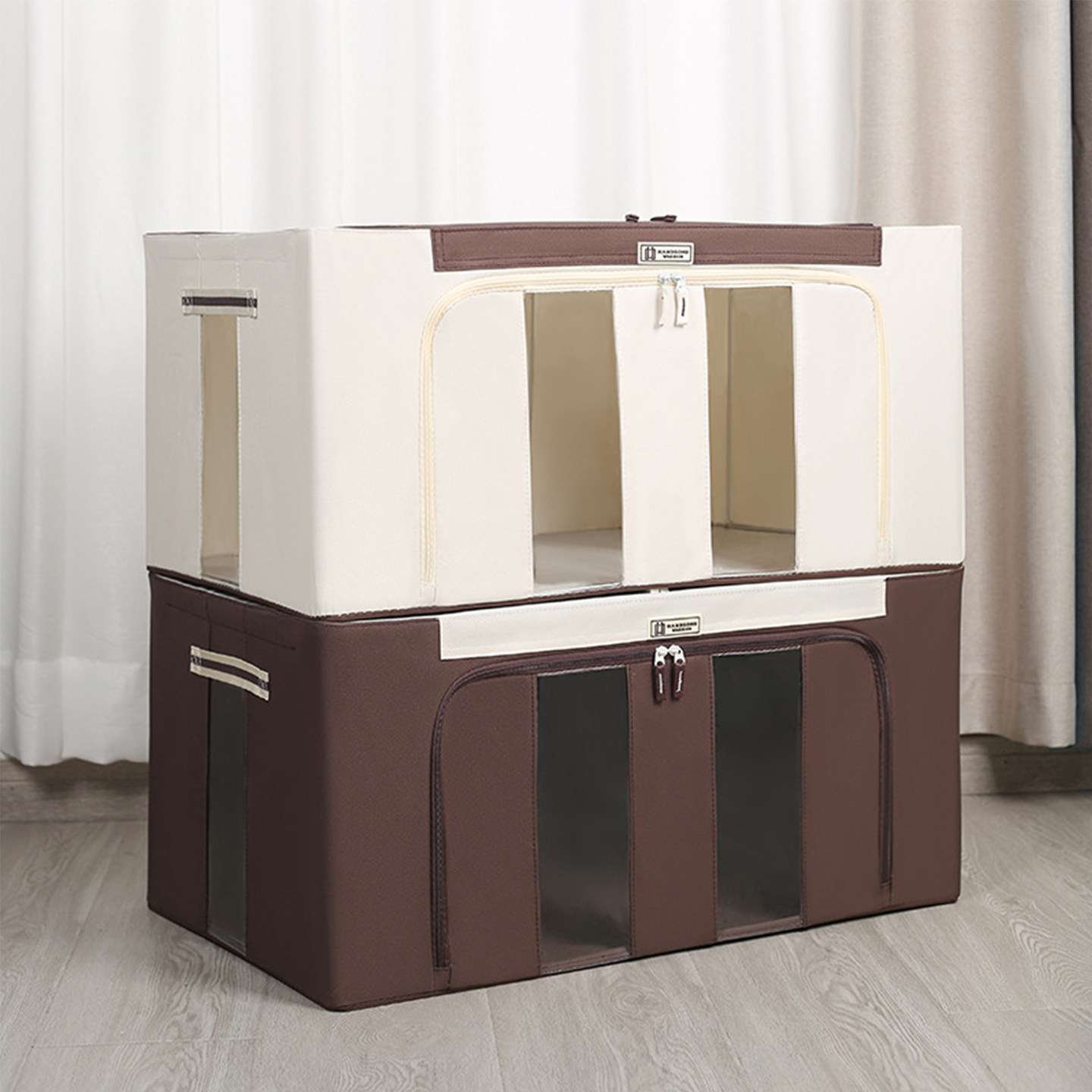 牛津布折叠收纳箱棉被衣服整理箱家用钢架百纳箱衣柜储物箱特大号