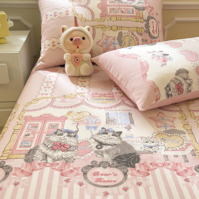 lolita卡通可爱纯棉床单单件100全棉加厚学生宿舍单人床笠床垫套