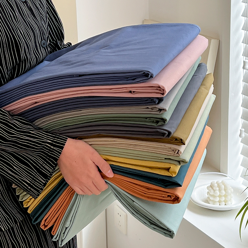 速发全棉纯色单件三00水洗棉宿舍单人榻件米被单枕套1榻套