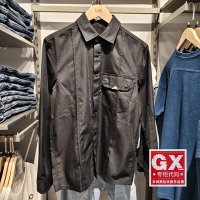 专柜正品春款LEE男士黑色时尚长袖衬衫LMT010320207690-K11000