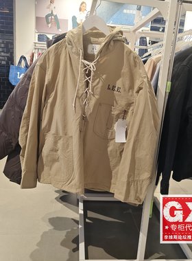 正品LEE男休闲卡其日本设计连帽系带外套LMT009142207015-A07032
