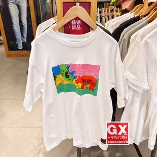 正品levis李维斯白色男女同款印花圆领宽松时尚T恤衫 A1005-0005