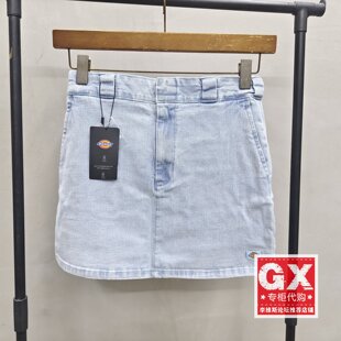 专柜正品 清爽半身裙DKA087MBC151 DICKIES女浅色牛仔纯棉时尚