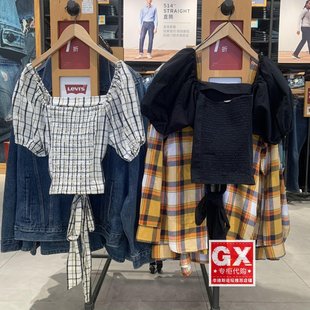 GX出品Levis李维斯 29298-0001黑/29298-0002白 女泡泡袖短袖衬衫