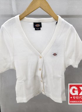 Dickies黄色纯棉V领夏季女士休闲针织时尚短袖T恤DK012989C581