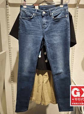 Lee女装 418优形丹宁中腰紧身毛边深蓝色九分牛仔裤LWN4183YQ34X