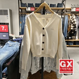 毛衣008G3 Levis李维斯专柜正品 开衫 女士V领刺绣针织衫 0000 2025