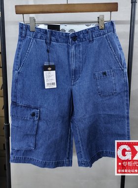 专柜正品DICKIES男士牛仔工装口袋时尚休闲短裤DK010264C741