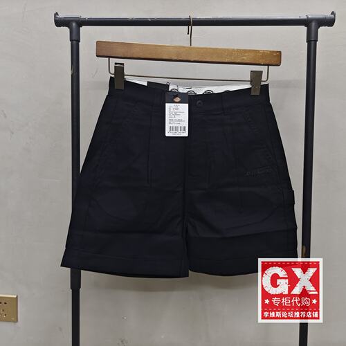 专柜正品DICKIES女黑色纯棉时尚休闲裤直筒休闲短裤DK010329BLK1
