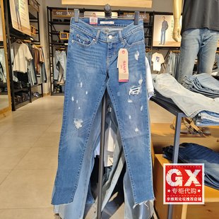 0086 19560 专柜正品 Levis李维斯711破洞女紧身提臀塑形小脚牛仔裤