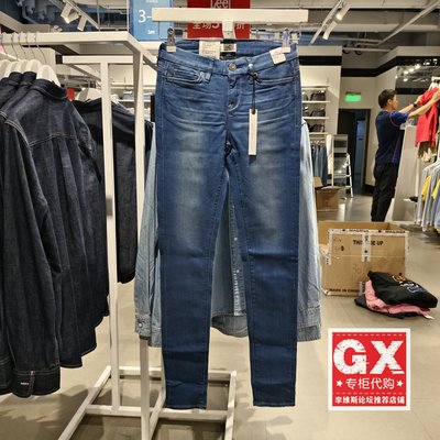 专柜正品Lee400高弹紧身中腰水洗小脚深蓝女牛仔裤L12400AL81HE