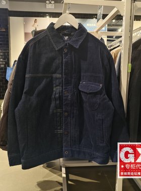 专柜正品LEE男拼接深蓝牛仔夹棉夹克棉服LMT0063086VG00F-A03908