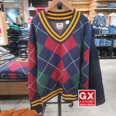 LEVIS毛衣纯棉鸡心领针织