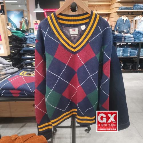 LEVIS毛衣纯棉鸡心领针织