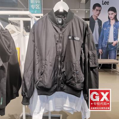 Lee专柜正品黑色男士飞行夹克棒球衣LMT0070782RZ00F-K11000