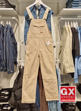 Lee专柜正品 2022秋冬女款灯芯绒背带长裤LWB004204200061-97W000