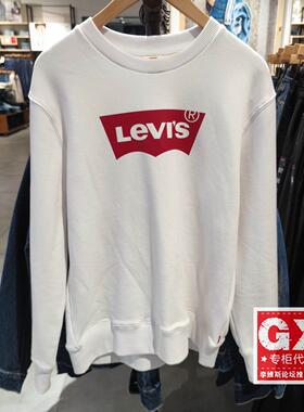 正品Levis李维斯2023年白色经典LOGO印花 男士长袖卫衣A4957-0004