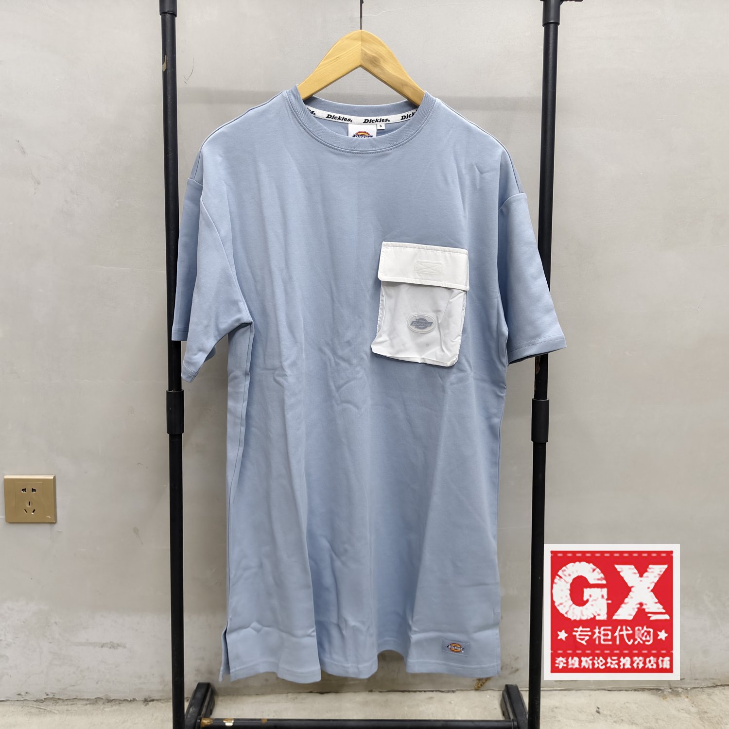 专柜正品DICKIES 女款口袋蓝色纯棉舒适连衣裙DK010873C991