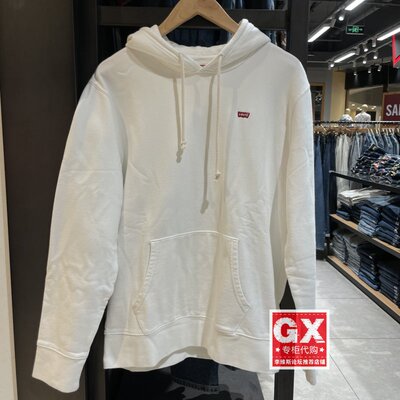 白色经典LEVIS连帽套头卫衣
