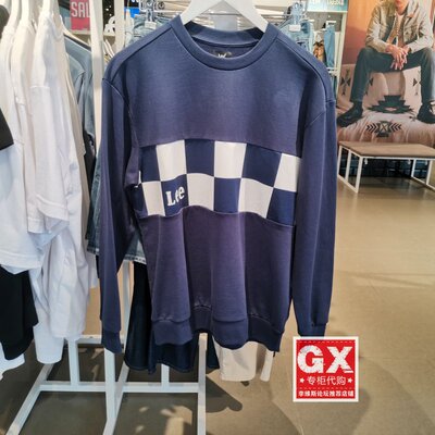 LEE正品拼接拼色圆领卫衣