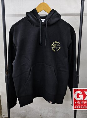 正品Dickies 男圆领白色印花休闲宽松连帽时尚卫衣DK0A8688BBLK1