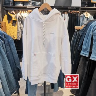 0003 GX出品 A0781 李维斯 女士宽松白色套头连帽休闲卫衣 Levis