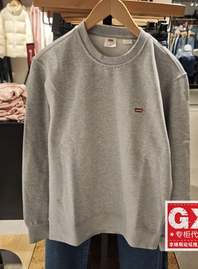 正品levis李维斯2025秋冬男士LOGO标黑色加绒长袖卫衣34257-0043