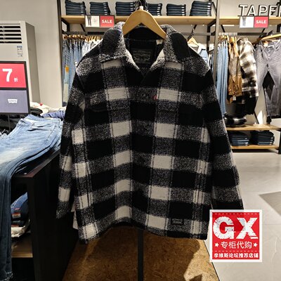 专柜正品Levis李维斯男士格子羊毛宽松时尚毛呢大衣0017F-0000