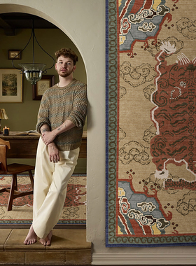 新中式山中虎复古法式地毯客厅防水抗污东南亚风格高级感卧室床边