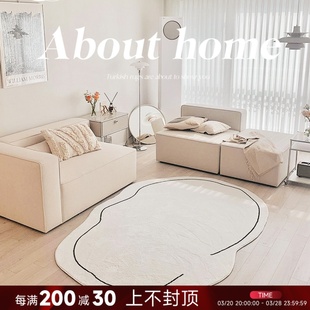 简约线条地毯客厅儿童房极简白色短毛卧室ins风床边毛绒地毯