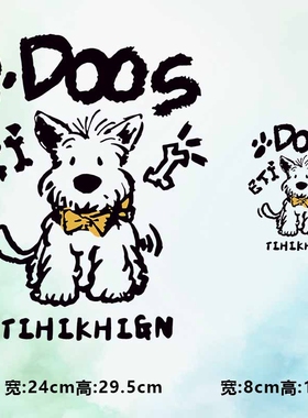 烫画图案新款卡通doos线条狗tihikhi烫画贴印花衣服热转印白墨DIY