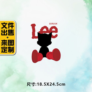 lee黑色紅鞋 高級(jí)燙畫(huà)圖案新款 貓燙畫(huà)貼印花衣服熱轉(zhuǎn)印白墨燙畫(huà)diy