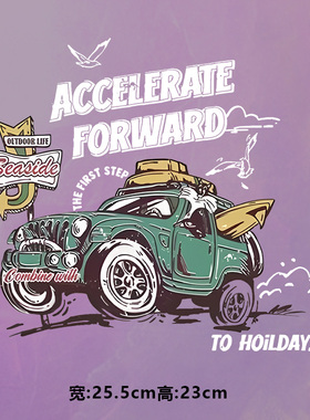 烫画图案新款accele绿色汽车飞鸟老鹰烫画贴印花衣服热转印白墨