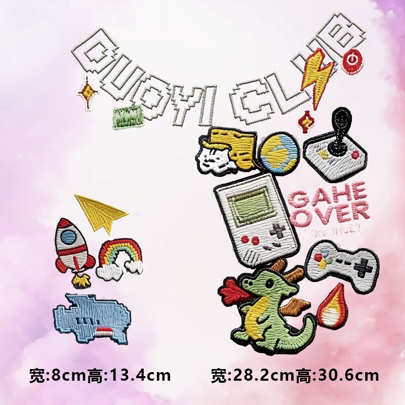 潮牌duoyiclub仿刺绣游戏机图案烫画贴时尚印花衣服贴热转印贴纸