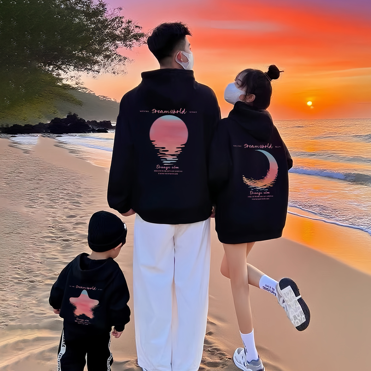 2025新款亲子装一家三口四口秋装卫衣冬季连帽上衣母子母女超火