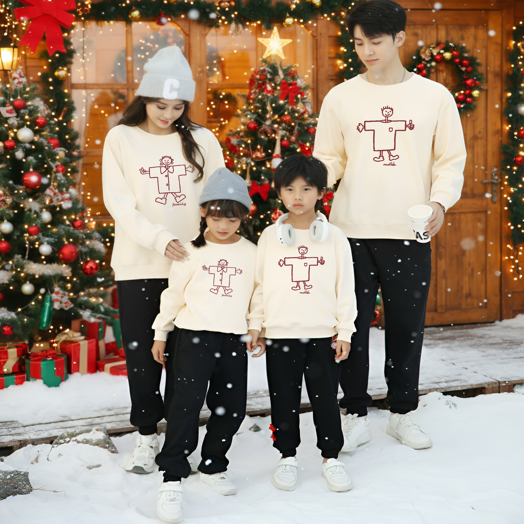 高端亲子装秋冬装一家三口四口2025新款冬季母子装母女款长袖卫衣